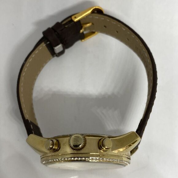 Michael Kors Ritz MK6328 Women Brown Leather Gold Analog Dial Quartz Watch Y214 - Picture 8 of 12